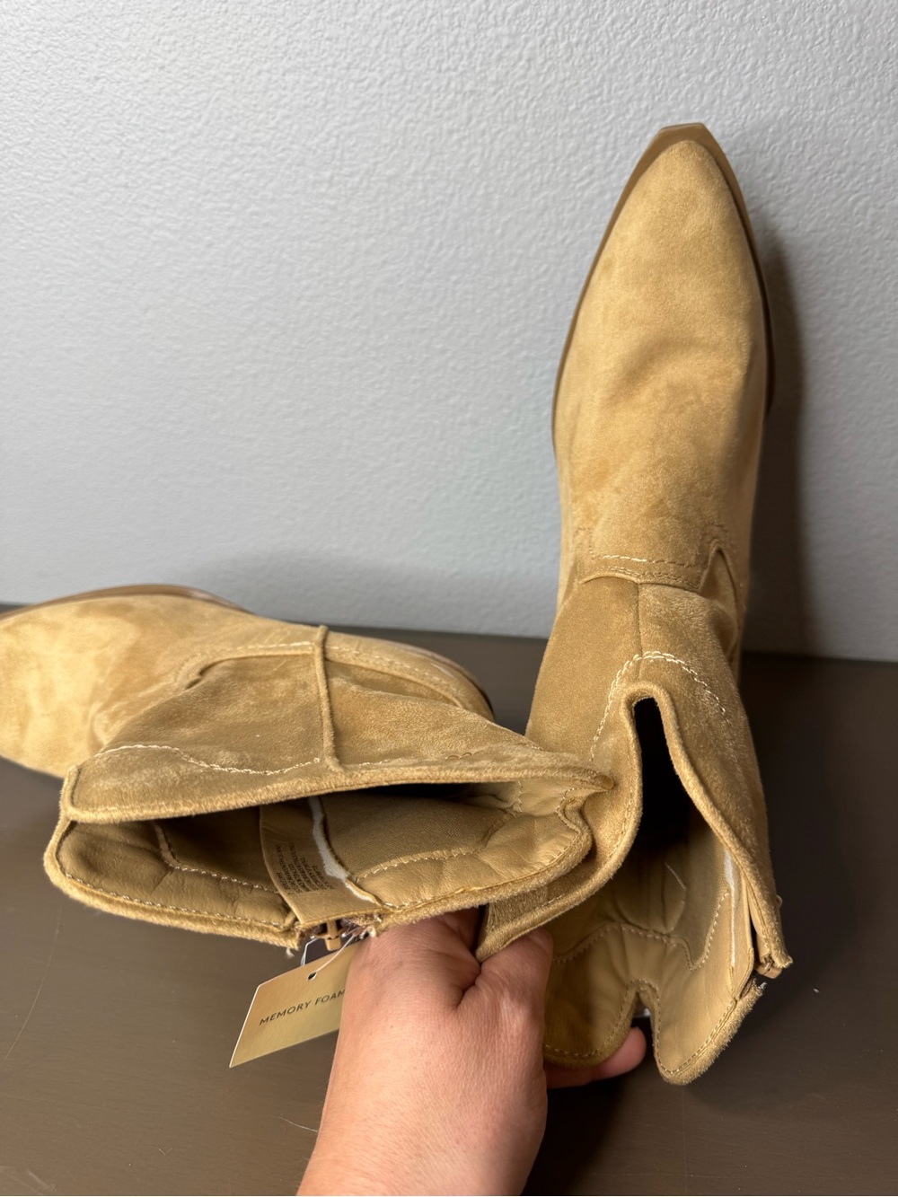 NWT 7 Women's Suede Western Ankle Boots - Tan - Picture 6 of 8